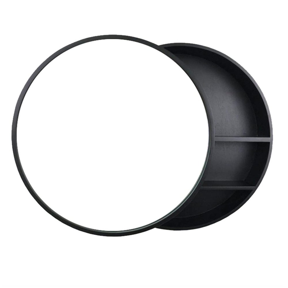 Black Mirror Cabinet Round Sliding Door Mirror Cabinet Bathroom Mirror with Storage Shelf Wall Mounted Bathroom Cabinet with Mirror (Size : 70cm/27.6inches)