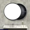 Black Mirror Cabinet Round Sliding Door Mirror Cabinet Bathroom Mirror with Storage Shelf Wall Mounted Bathroom Cabinet with Mirror (Size : 70cm/27.6inches) view 4