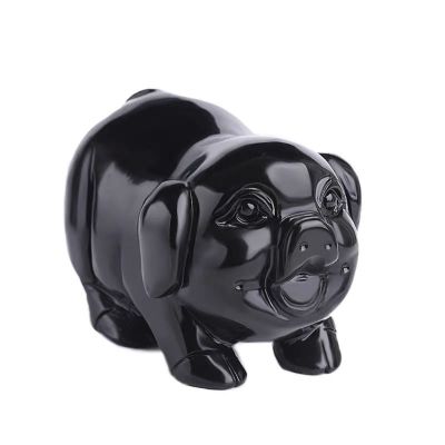 KERAXL 3.94In Hand-Carved Natural Black Obsidian Cute Fat Pig Zodiac Pig Sculpture Crafts Collection Desktop Ornament Home Sand Table Children's Room Decor Accessories Study Paperweight