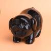 KERAXL 3.94In Hand-Carved Natural Black Obsidian Cute Fat Pig Zodiac Pig Sculpture Crafts Collection Desktop Ornament Home Sand Table Children's Room Decor Accessories Study Paperweight view 2