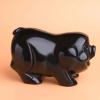 KERAXL 3.94In Hand-Carved Natural Black Obsidian Cute Fat Pig Zodiac Pig Sculpture Crafts Collection Desktop Ornament Home Sand Table Children's Room Decor Accessories Study Paperweight view 3