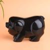 KERAXL 3.94In Hand-Carved Natural Black Obsidian Cute Fat Pig Zodiac Pig Sculpture Crafts Collection Desktop Ornament Home Sand Table Children's Room Decor Accessories Study Paperweight view 4