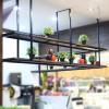 SXBHDM Ceiling-Mount Shelf Kitchen Bar Floating Shelves Storage Shelving Wood Wall Shelf Kitchen Spice Rack, Hanging Under Counter Shelf for Kitchen, Wood and Metal (Size : 120x30x80cm) view 4