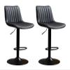Bar Stools Set of 2 Modern PU Leather Counter Height Barstool with Back Adjustable Swivel Upholstered Bar Chairs for Kitchen, Black Metal Base, for Bar Bistro Dining Room Kitchen-Black view 1