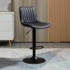 Bar Stools Set of 2 Modern PU Leather Counter Height Barstool with Back Adjustable Swivel Upholstered Bar Chairs for Kitchen, Black Metal Base, for Bar Bistro Dining Room Kitchen-Black view 2