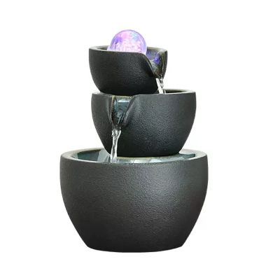 HIHELO Desktop Fountain Indoor Water Fountain Table Fountain Ceramic Waterfall Fountain Water Feature Meditation Table Fountain for Home Office Decoration Water Fountain Outdoor
