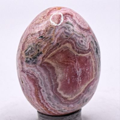 43mm 375ct Argentina Rose Pink Red Rhodochrosite Egg Polished Layered Natural Gemstone Crystal Mineral Collectible Specimen + Stand