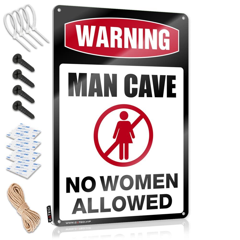Abipuir Funny TiN Sign Warning Man Cave No Women Allowed Sign Gamers Accessories Kitchen Signs and Decor (Size : 20X30CM)