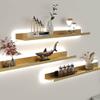 Floating Shelves Wall Mounted Built-in LED Light, Metal Wall Mounted Light-Emitting Shelves Creative Display Shelf For Entrance Bar Countertop Living Room Bathroom Contains Only 1 Piece ( Color : Gold view 3