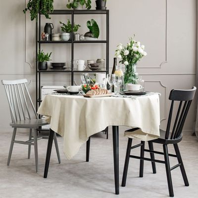 CASANEMA Faux Velvet Look Table Cloth Anti-Shrink Dcor Fabric Table Cover for Kitchen, Dinning Tabletop White Single Piece Outdoor & Indoor Use (64"X126") Made in Turkey