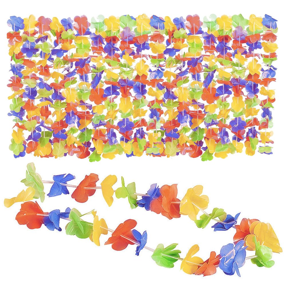 20 Bulk Pack. Rainbow Flower Hawaiian Leis - LGBTQ Gay & Lesbian Pride Parade and Party Supplies