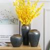 TATSEN Bronze Green Retro Coarse Ceramic Vase Bubble Glaze Craft Dining Table Living Room Hydroponic Floral Chinese Ornaments view 2