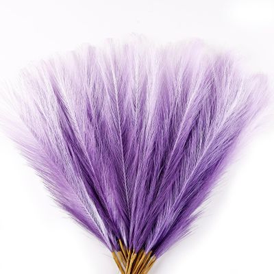 Acfruits Pampas Grass Small, 30 Pcs 17" Faux Pampas Grass Short Decor, Pompas Grass Flower Arrangement and Vase Filler for Boho Home Wedding Decoration (Purple Gradient)