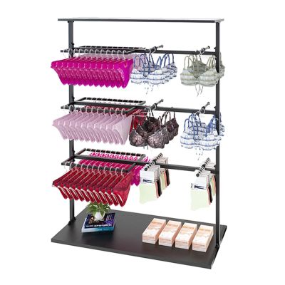 LXBAMKEA Multifunctional Clothing Store Underwear Racks, Lingerie Retail Display Stand, Bra Shorts Swimwear Socks Slippers Scarves Storage Hanger, Boutique Commercial Shelves (Color : Black, Size :