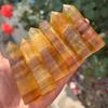 HXSCOO Natural Crystals Quartz Yellow Fluorite Point Tower Energy Reiki Healing Stone Room Home Office Decoration (Size : 1pcs) view 1