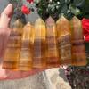 HXSCOO Natural Crystals Quartz Yellow Fluorite Point Tower Energy Reiki Healing Stone Room Home Office Decoration (Size : 1pcs) view 2
