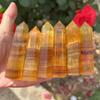 HXSCOO Natural Crystals Quartz Yellow Fluorite Point Tower Energy Reiki Healing Stone Room Home Office Decoration (Size : 1pcs) view 4