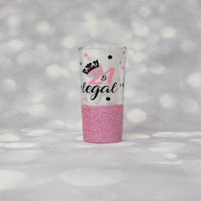 Birthday Glitter Wine Glass Age, Name, Queen (Shot, Cotton Candy)