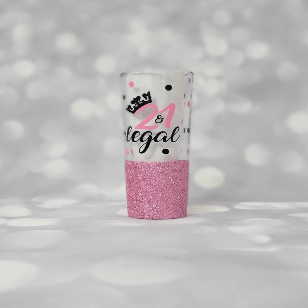 Birthday Glitter Wine Glass Age, Name, Queen (Shot, Cotton Candy)