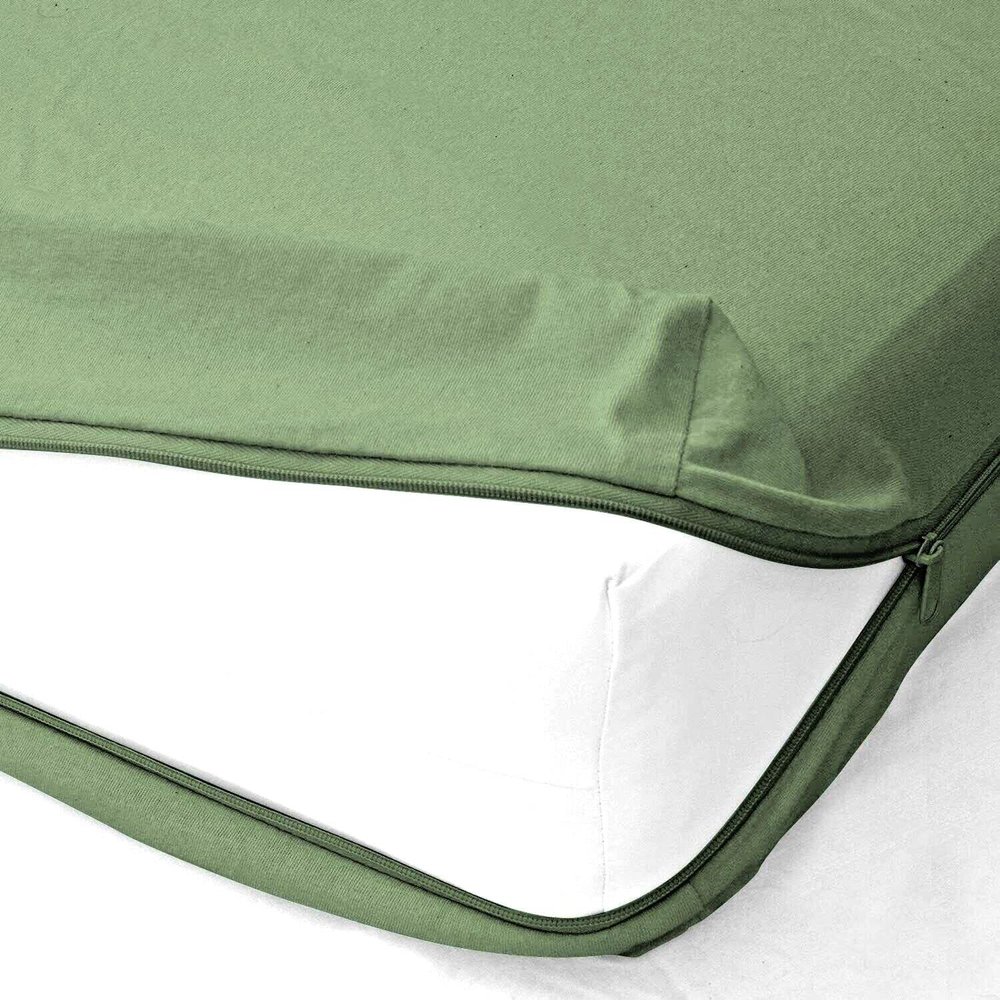 Zipper Fitted Sheet Full - 8 Inch Deep Hotel Quality Brushed 1000 Thread Count Egyptian Cotton Bottom Sheet Shrinkage and Fade Resistant - Olive