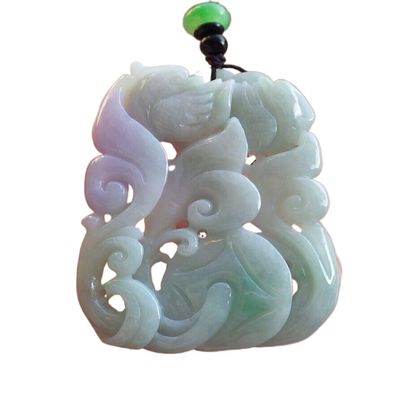 Certified Green Lavender Burma 100% Natural A Jade Jadeite Pendant Mandarin Duck Phoenix Lotus Flower Ruyi Coin Necklace 544542 GS