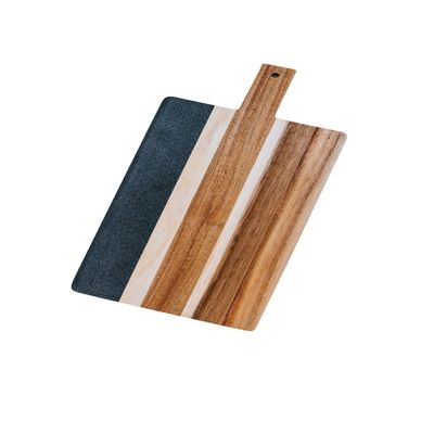Aubree Says Acacia Wood and Black Marble Cheeseboard - Charcuterie Board For Entertaining and Serving, Weddings, Anniversary & Housewarming Parties, 20 x 10 x 0.5 in