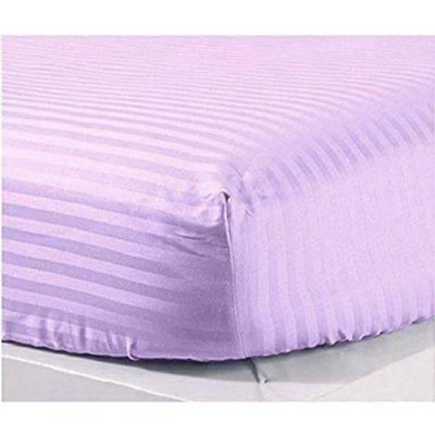 RIANBHI Stripes Fitted Sheet 1 Piece Queen Fitted Sheet Lilac 1000 Thread Count 18'' Deep Pocket Wrinkle Free 60 x 80 Inches Cotton Fitted Sheet Queen Size Bed
