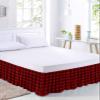 Red Black Plaid Bed Skirt Cal King Size 18 Inch Drop,Adjustable & Elastic Wrap Around Bed Skirts Pleated Luxury Dust Ruffles for Twin Full Queen Cal King Base Bed,Christmas Farmhouse Rustic Checkered view 1