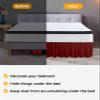 Red Black Plaid Bed Skirt Cal King Size 18 Inch Drop,Adjustable & Elastic Wrap Around Bed Skirts Pleated Luxury Dust Ruffles for Twin Full Queen Cal King Base Bed,Christmas Farmhouse Rustic Checkered view 3