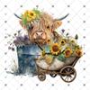 Highland Cow Sublimation Transfer, Cows, Farm, Heifer, Highland Cow in Bucket Tub Wheelbarrow Sunflowers, Printed Sublimation, Ready to Use (Child x1-6") view 4