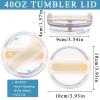 40oz Tumbler Lid Compatible for Stanley, 2 Pack Replacement Tumbler Lids Fit for Stanley Quencher 2.0 Tumbler 40 OZ, with Straws and Cleaning Brush (Cream) view 2