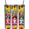 Summer Gnomes Tumbler Sublimation Transfer, Sunflower Gnome, Tie Dye Gnome, Ready to Press, 20 oz Straight Tumbler Transfer Wrap, Watermelon view 1
