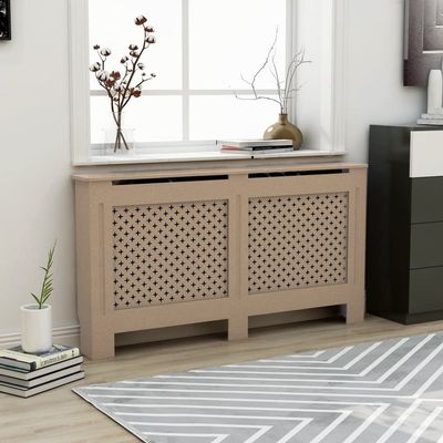 GOLINPEILO MDF Radiator Cover Heater Cover Cabinet Shelf Household Appliance Heating Accessories Home Improvement Furniture Heat Sink Brown, 59.8"x7.5"x32.1",Cross Style