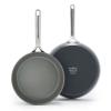 GreenPan GP5 Hard Anodized Healthy Ceramic Nonstick 9.5 & 11 2 Piece Frying Pan Skillet Set,Heavy Gauge Scratch Resistant,Stay-Flat Surface, Induction, Mirror Finish Handle,Oven Safe,PFAS-Free,Slate view 1