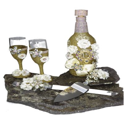 A&C Quinceaeras and More Champagne glasses set Toasting Set for Quinceanera Sweet Sixteen Toasting set SBD69 (Burgundy Gold)