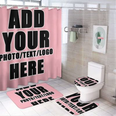NALAHOME Personalized Bathroom Sets with Shower Curtain and Rugs Custom Bath Curtains Accessories Waterproof Shower Curtain with 12 Hooks 1 Bath Mat 1 Contour Mat 1 Toilet Lid Cover Style04