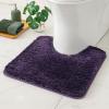MIULEE Toilet Rug U Shaped for Bathroom - Soft and Absorbent Microfiber Contour Bath Rugs for Toilet, Non Slip Rubber Backside for Extra Safety, Machine Washable - Dark Purple, 20''x20'' view 1