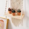 Tosuua Macrame Wall Hanging Shelf Tassel Woven Macram Shelves,Boho Wall Hanging Shelves for Small Plants Photo Frames Living Room Bedroom Decor view 2