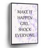 PUCHYUCT Make It Happen Girl Shock Everyone Canvas Wall Art Motivational Poster Purple Petals Prints Stretched And Framed Ready To Hang For Living Room,Bedroom,Classroom Etc (16" X 24") view 1