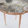 AANTHROPOLOGY By Rhea Smoky Grey Agate Organic Edge Side/Coffee Table (Rose Gold - Finish), Diameter(14 inch) view 1