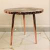 AANTHROPOLOGY By Rhea Smoky Grey Agate Organic Edge Side/Coffee Table (Rose Gold - Finish), Diameter(14 inch) view 2