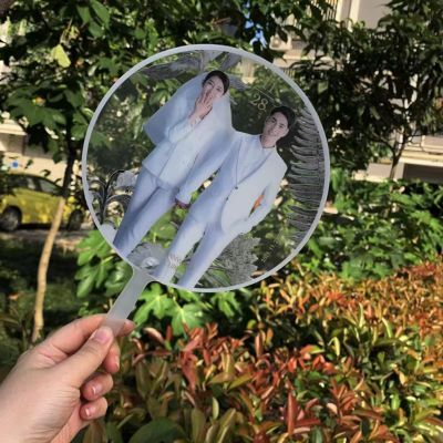 TYU Custom Handheld Fan, Personalized Cute Plastic Round Fan Handheld with Photo Text, Pocket Fans Hand Fan for Party Novelty Gift (50pcs)