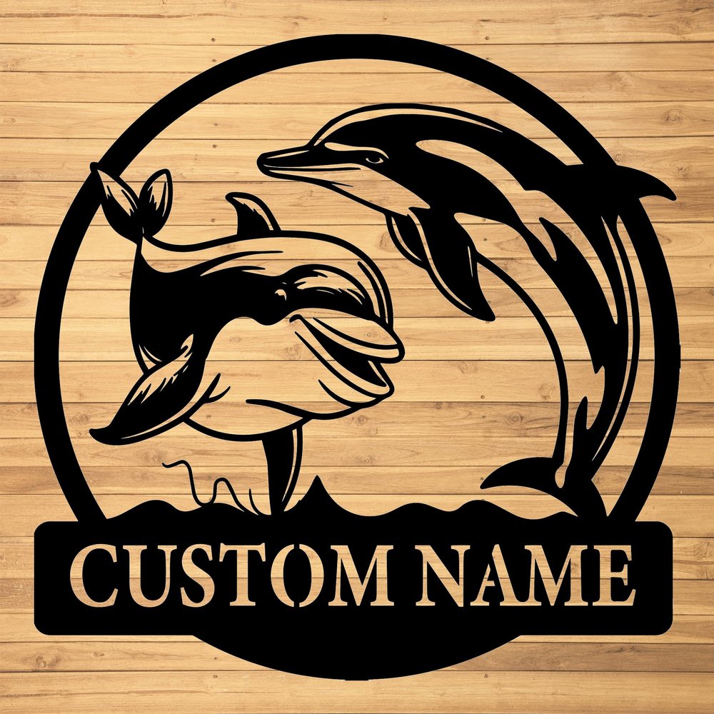 Custom Dolphin Metal Wall Signs - Personalized Dolphin Metal Wall Art - Dolphin Metal Wall Decor - Beach Home Decor - Dolphin Name Signs - Lake House Sign