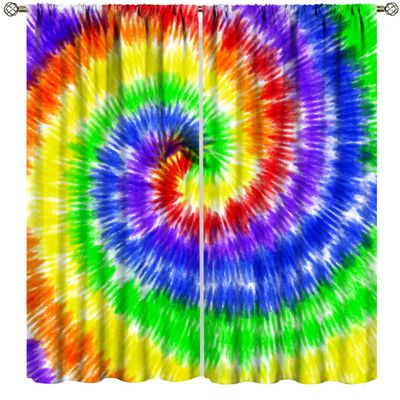 Colorful Tie Dye Curtains, Rainbow Abstract Swirl Boho Hippie Pattern Curtains for Kids Girls Bedroom Living Room Blackout Curtains, 2 Panel Set,42X63 Inch