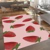 RAKUTE Delicious Strawberry Fruit Kids Rugs, Modern Simple and Fresh Living Room Decor Rug, Non-Slip Large Area Easy to Clean for Kids Boys Girls Living Room Bedroom Game Room, 4ft x 5ft view 1