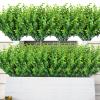 AmyHomie 20 Bundles Green Artificial Plants for Outdoor Spring Summer Decor UV Resistant Faux Wheat Grass Greenery Shrubs Eucalyptus Fake Plastic Plants Garden Porch Window Box Decorating view 1