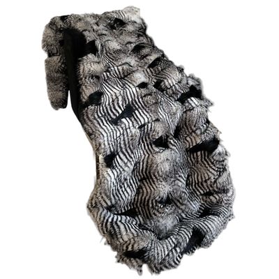 Plutus Brands Black and White Feather Faux Fur Luxury Throw Blanket