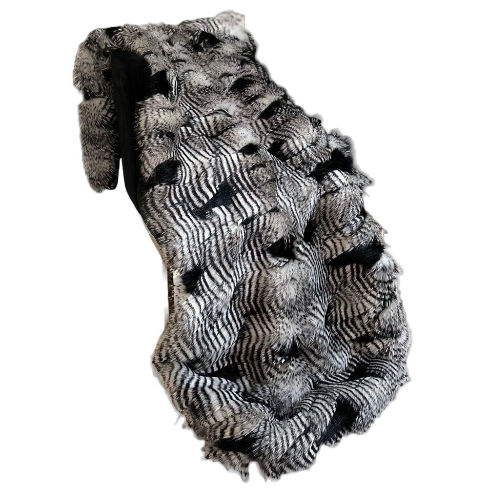 Plutus Brands Black and White Feather Faux Fur Luxury Throw Blanket