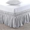 Pure Eco Wrap Around Dust Ruffle Bed Skirt for Cal King Size Bed 18 Inch Drop with Adjustable Three Fabric Sides Elastic Belts Easy to Install, Soft Cotton Fabric Bed Skirt(84 x 72 Inch) Silver Grey view 1