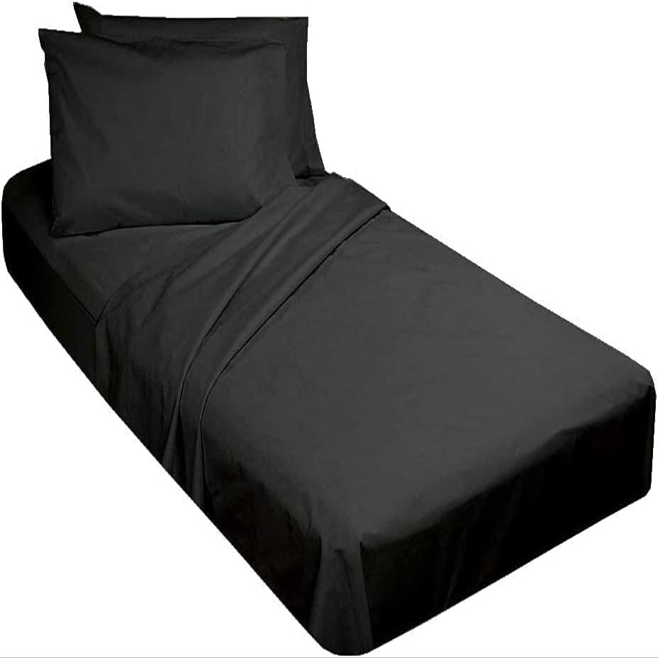 DIFFERENT SHEETING- Cot Fitted Sheet 48" x 75"-100% Cotton-Soft & Breathable- Only Fitted Sheet with 6" Deep Pocket- Perfect for RV Bunk/Camping Cot/Guest Bed-Travel Size 48" x 75",Dark Grey Solid